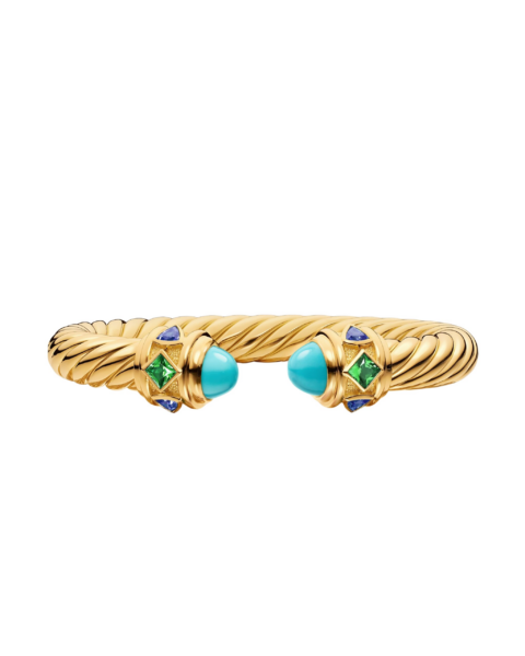David Yurman Renaissance® Cablespira® Bracelet in 18K Yellow Gold with Turquoise