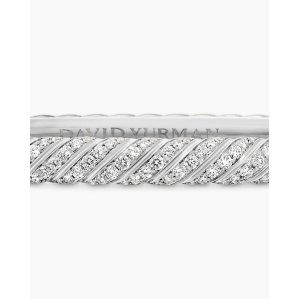 signature twisted-helix detail|David Yurman Sculpted Cable Bangle Bracelet in 18K White Gold with Diamonds