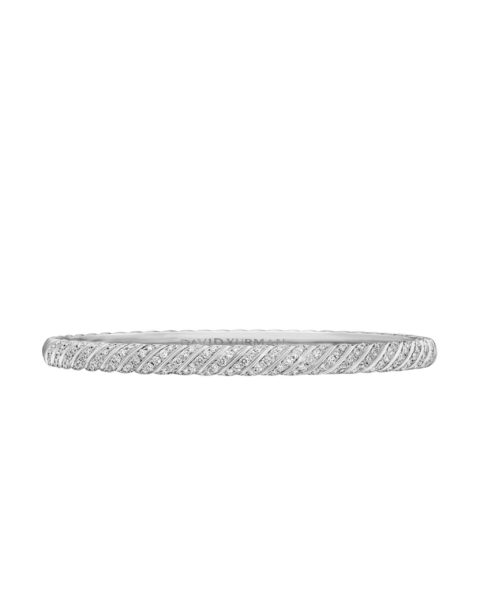 David Yurman Sculpted Cable Bangle Bracelet in 18K White Gold with Diamonds