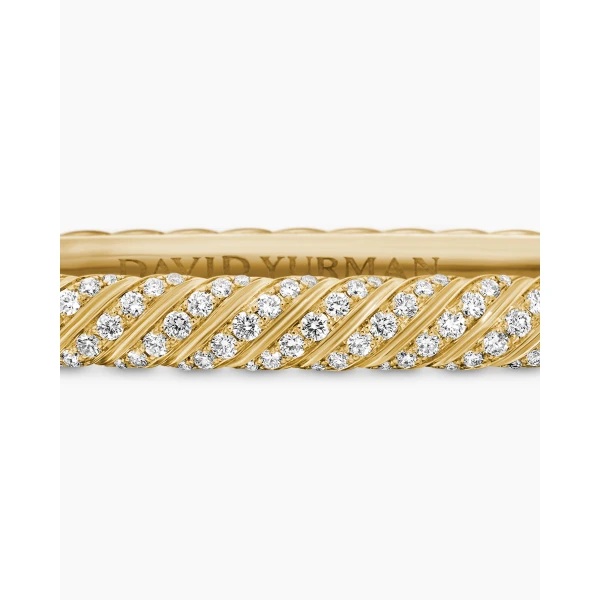 signature twisted-helix detail|David Yurman Sculpted Cable Bangle Bracelet in 18K Yellow Gold with Diamonds
