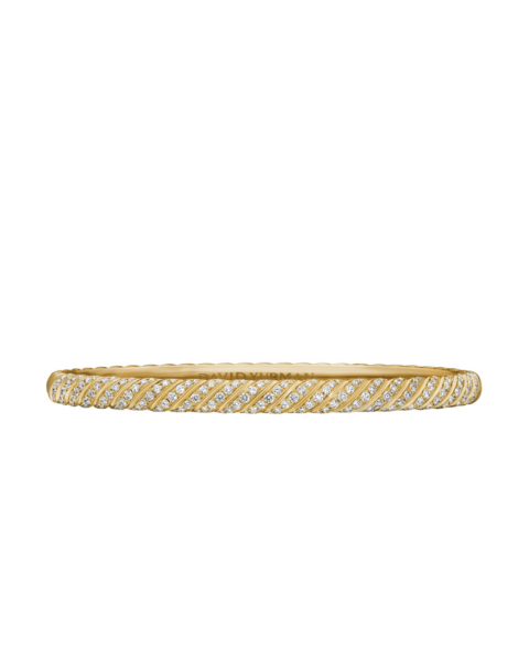 David Yurman Sculpted Cable Bangle Bracelet in 18K Yellow Gold with Diamonds