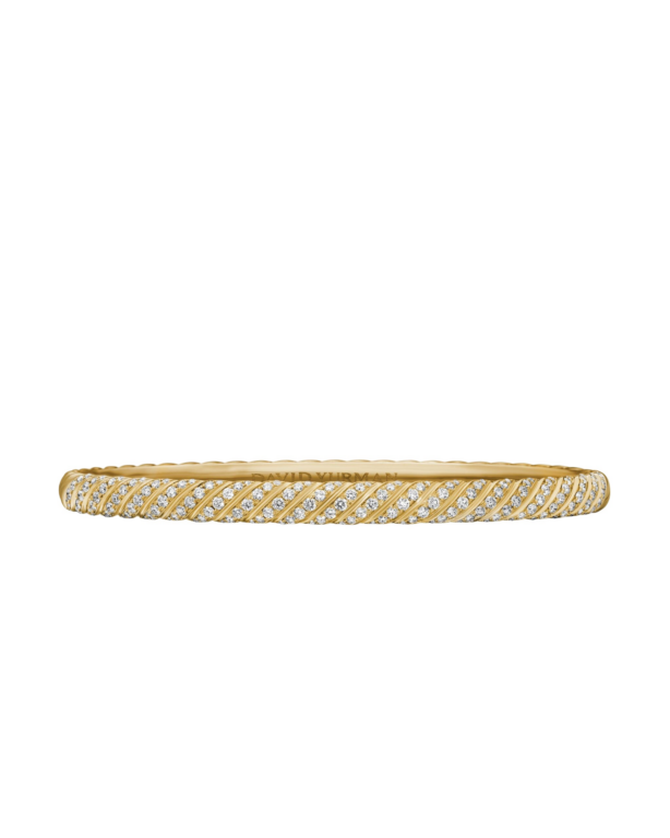 David Yurman Sculpted Cable Bangle Bracelet in 18K Yellow Gold with Diamonds