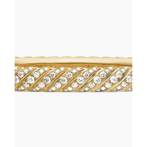 signature twisted-helix detail|David Yurman Sculpted Cable Bangle Bracelet in 18K Yellow Gold with Diamonds