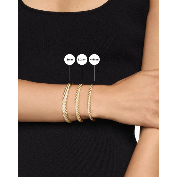 6.2mm in Gold – clasp and closure mechanism detail|David Yurman Sculpted Cable Bangle Bracelet in 18K Yellow Gold with Diamonds