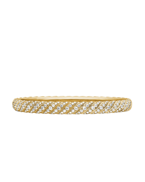 David Yurman Sculpted Cable Bangle Bracelet in 18K Yellow Gold with Diamonds