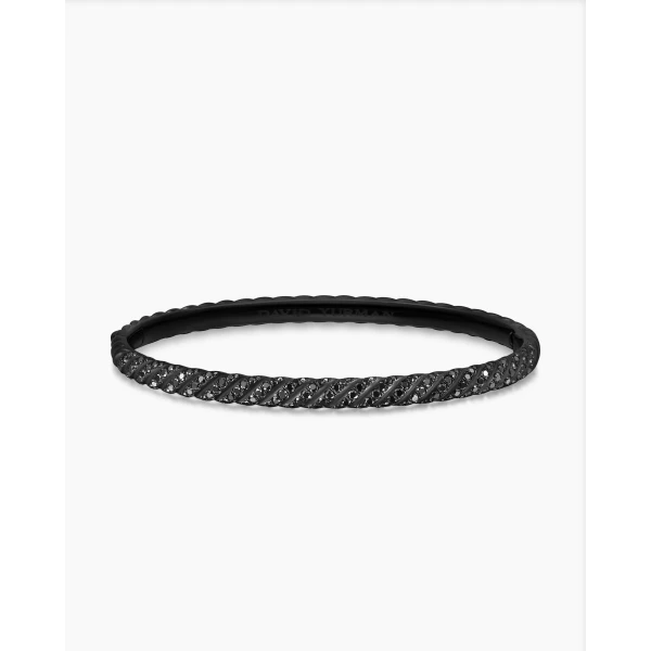on-model styling shot|David Yurman Sculpted Cable Bangle Bracelet in Black Titanium with Black Diamonds