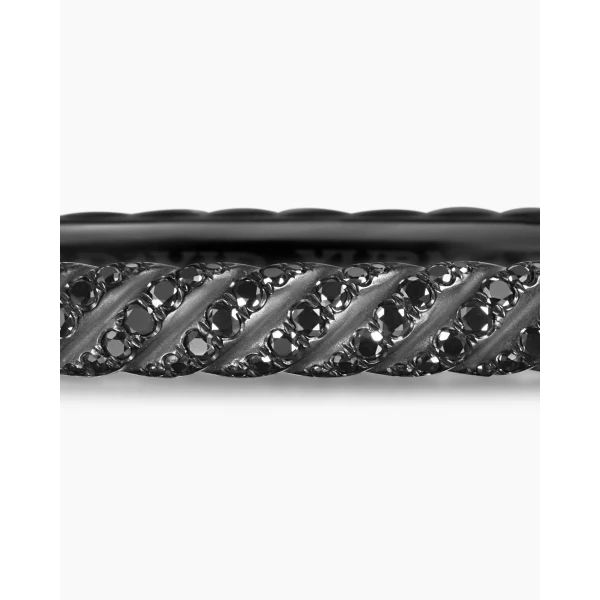 signature twisted-helix detail|David Yurman Sculpted Cable Bangle Bracelet in Black Titanium with Black Diamonds
