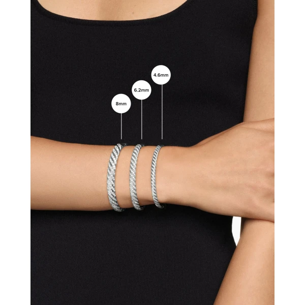 4.6mm – pavé setting and gemstone detail close-up|David Yurman Sculpted Cable Bangle Bracelet in Black Titanium with Black Diamonds