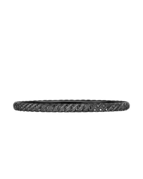 David Yurman Sculpted Cable Bangle Bracelet in Black Titanium with Black Diamonds