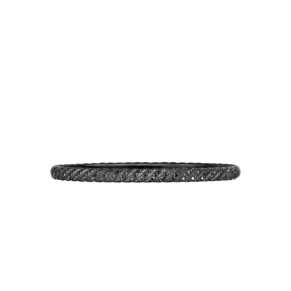 David Yurman Sculpted Cable Bangle Bracelet in Black Titanium with Black Diamonds, 4.6mm