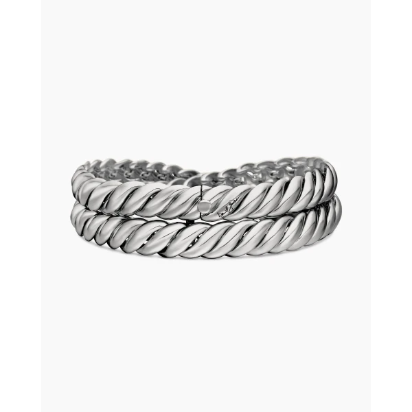 signature twisted-helix detail|David Yurman Sculpted Cable Double Wrap Bracelet in Sterling Silver