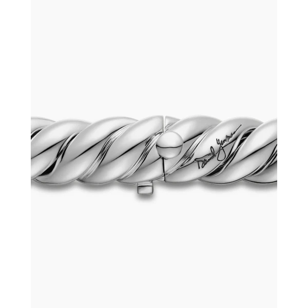 8.5mm – pavé setting and gemstone detail close-up|David Yurman Sculpted Cable Double Wrap Bracelet in Sterling Silver