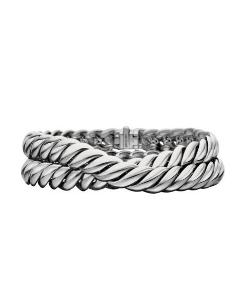 David Yurman Sculpted Cable Double Wrap Bracelet in Sterling Silver