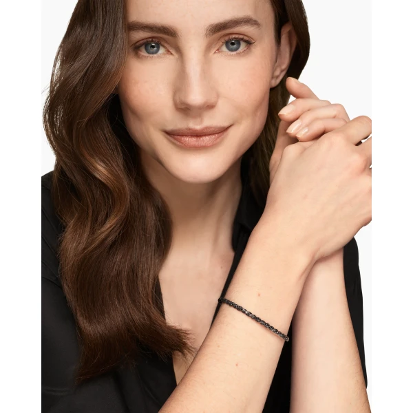 3.5mm in Black – front view of authentic Cable Bracelets at Luxury Shoes |David Yurman Sculpted Cable Flex Bracelet in 18K White Gold with Black Rhodium and Black Diamonds
