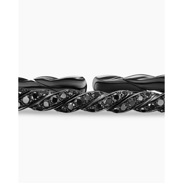signature twisted-helix detail|David Yurman Sculpted Cable Flex Bracelet in 18K White Gold with Black Rhodium and Black Diamonds