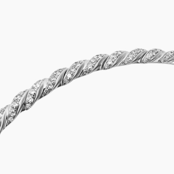 David Yurman Sculpted Cable Flex Bracelet in 18K White Gold with Diamonds, 3.5mm, view 5
