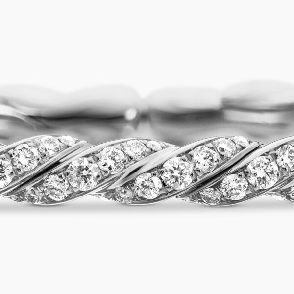 David Yurman Sculpted Cable Flex Bracelet in 18K White Gold with Diamonds, 3.5mm, view 6