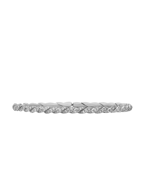 David Yurman Sculpted Cable Flex Bracelet in 18K White Gold with Diamonds
