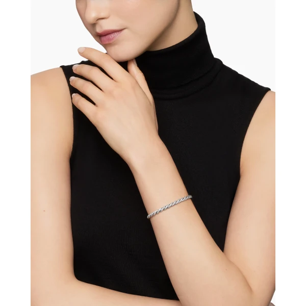 5mm in Silver – front view of authentic Cable Bracelets at Luxury Shoes |David Yurman Sculpted Cable Flex Bracelet in 18K White Gold with Diamonds