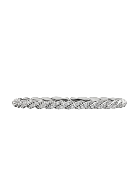 David Yurman Sculpted Cable Flex Bracelet in 18K White Gold with Diamonds