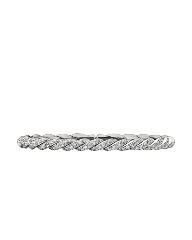 David Yurman Sculpted Cable Flex Bracelet in 18K White Gold with Diamonds