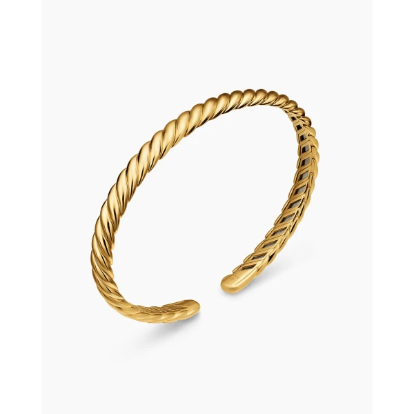 5mm in Gold – front view of authentic Cable Bracelets at Luxury Shoes |David Yurman Sculpted Cable Flex Bracelet in 18K Yellow Gold