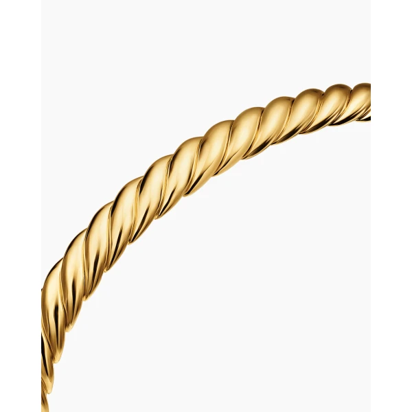 on-model styling shot|David Yurman Sculpted Cable Flex Bracelet in 18K Yellow Gold