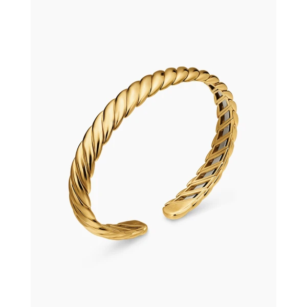 7.5mm in Gold – front view of authentic Cable Bracelets at Luxury Shoes |David Yurman Sculpted Cable Flex Bracelet in 18K Yellow Gold
