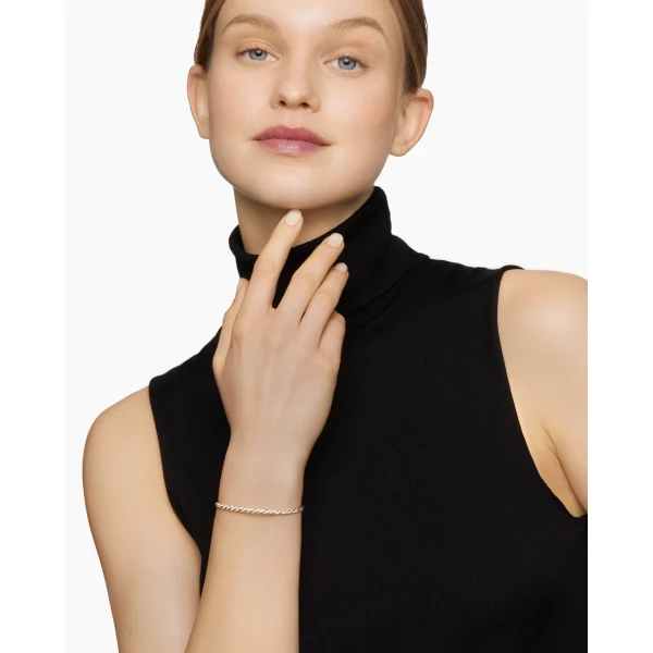 3.5mm in Gold – front view of authentic Cable Bracelets at Luxury Shoes |David Yurman Sculpted Cable Flex Bracelet in 18K Yellow Gold with Diamonds