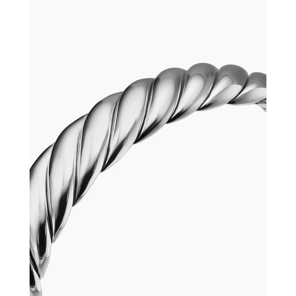 on-model styling shot|David Yurman Sculpted Cable Flex Bracelet in Sterling Silver