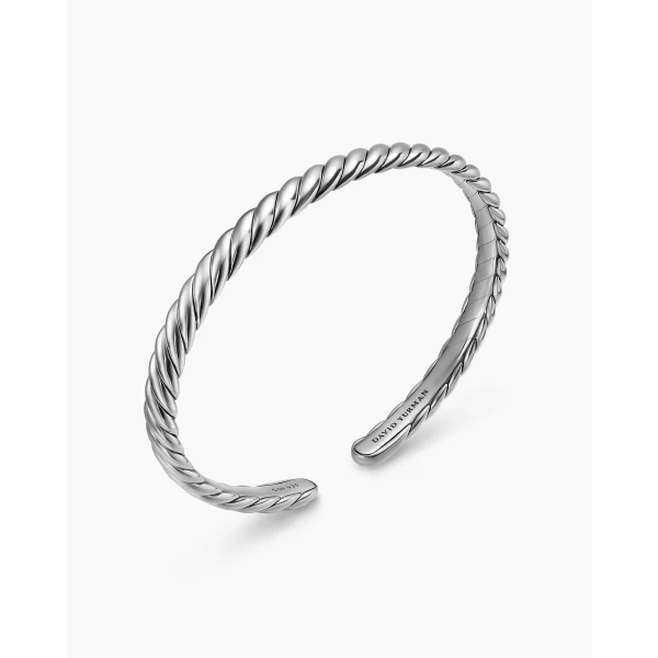 5mm in Silver – front view of authentic Cable Bracelets at Luxury Shoes |David Yurman Sculpted Cable Flex Bracelet in Sterling Silver