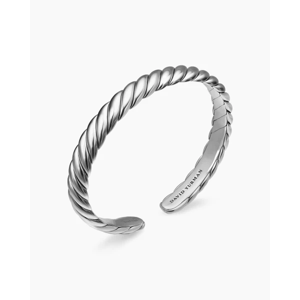 7.5mm in Silver – front view of authentic Cable Bracelets at Luxury Shoes |David Yurman Sculpted Cable Flex Bracelet in Sterling Silver