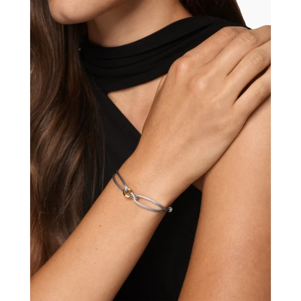 8.7mm in Silver – front view of authentic Chain Bracelets at Luxury Shoes |David Yurman Sculpted Cable Linked Cord Bracelet in Silver Nylon with Sterling Silver and 14K Yellow Gold