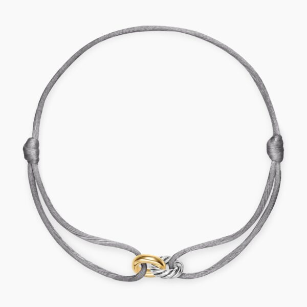 David Yurman Sculpted Cable Linked Cord Bracelet in Silver Nylon with Sterling Silver and 14K Yellow Gold, 8.7mm, view 3