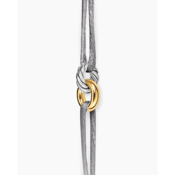 on-model styling shot|David Yurman Sculpted Cable Linked Cord Bracelet in Silver Nylon with Sterling Silver and 14K Yellow Gold