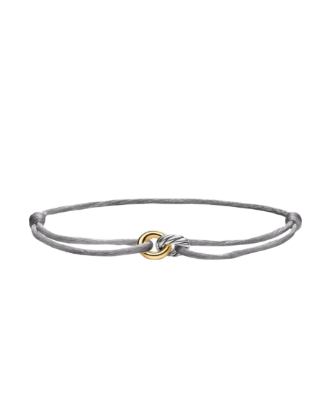 David Yurman Sculpted Cable Linked Cord Bracelet in Silver Nylon with Sterling Silver and 14K Yellow Gold