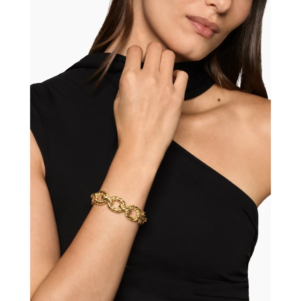 18mm in Gold – front view of authentic Chain Bracelets at Luxury Shoes |David Yurman Sculpted Cable Oval Link Bracelet in 18K Yellow Gold