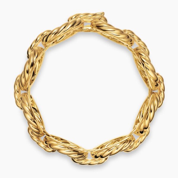 David Yurman Sculpted Cable Oval Link Bracelet in 18K Yellow Gold, 18mm, view 3