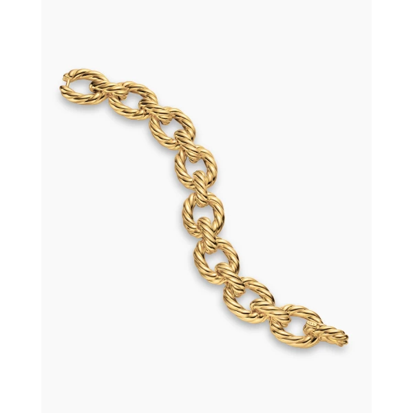 on-model styling shot|David Yurman Sculpted Cable Oval Link Bracelet in 18K Yellow Gold