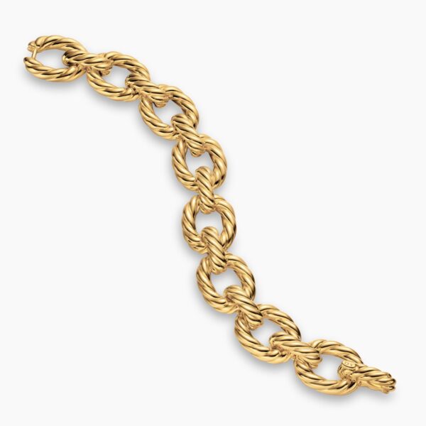 David Yurman Sculpted Cable Oval Link Bracelet in 18K Yellow Gold, 18mm, view 4