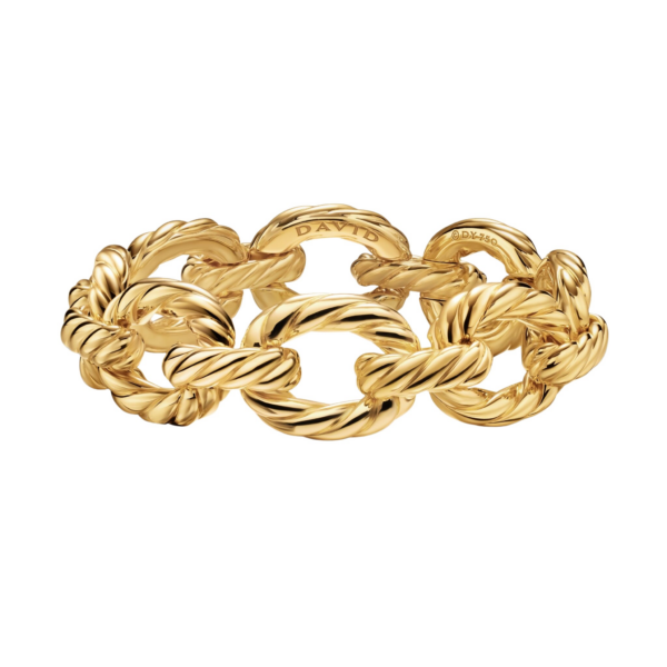 David Yurman Sculpted Cable Oval Link Bracelet in 18K Yellow Gold, 18mm