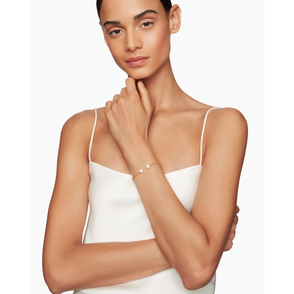 2.6mm in White – front view of authentic Cable Bracelets at Luxury Shoes |David Yurman Solari Cablespira® Bracelet in 18K Yellow Gold with Pearls