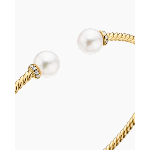 signature twisted-helix detail|David Yurman Solari Cablespira® Bracelet in 18K Yellow Gold with Pearls and Diamonds