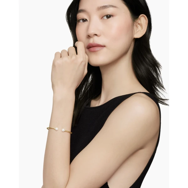 2.3mm in White – clasp and closure mechanism detail|David Yurman Solari Cablespira® Bracelet in 18K Yellow Gold with Pearls and Diamonds