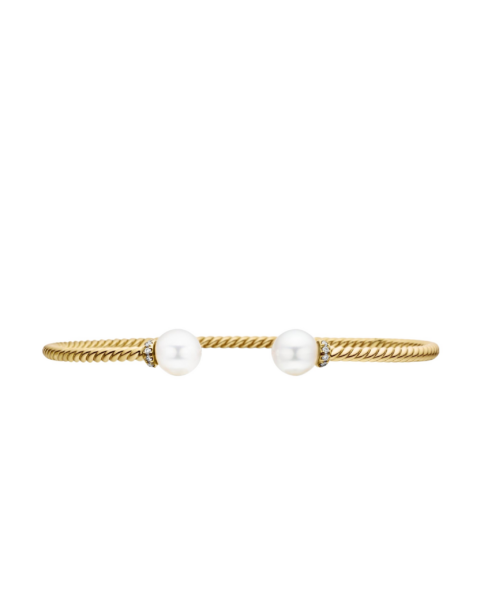 David Yurman Solari Cablespira® Bracelet in 18K Yellow Gold with Pearls and Diamonds