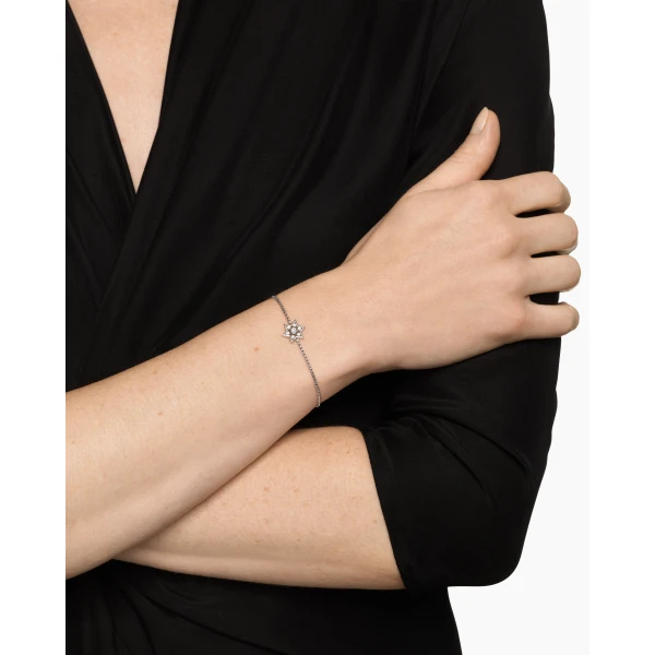 12mm in Silver – front view of authentic Bracelets at Luxury Shoes |David Yurman Star of David Station Bracelet in Sterling Silver with Diamonds