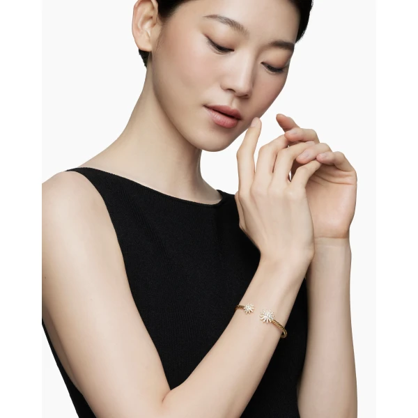 3.5mm in Gold – front view of authentic Cable Bracelets at Luxury Shoes |David Yurman Starburst Cable Bracelet in 18K Yellow Gold with Diamonds