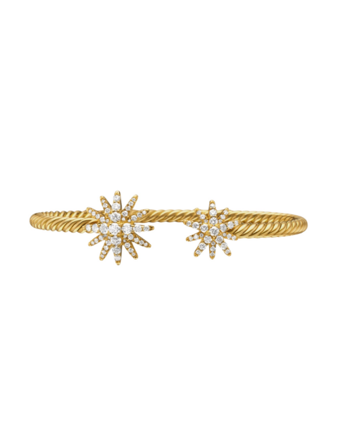 David Yurman Starburst Cable Bracelet in 18K Yellow Gold with Diamonds