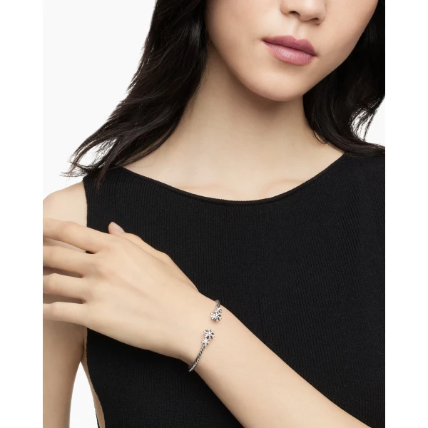 3.5mm in Silver – front view of authentic Cable Bracelets at Luxury Shoes |David Yurman Starburst Cable Bracelet in Sterling Silver with Diamonds