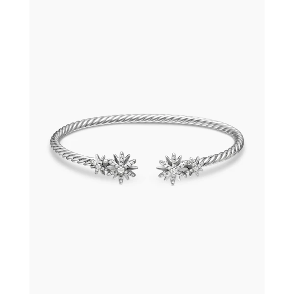 on-model styling shot|David Yurman Starburst Cable Bracelet in Sterling Silver with Diamonds